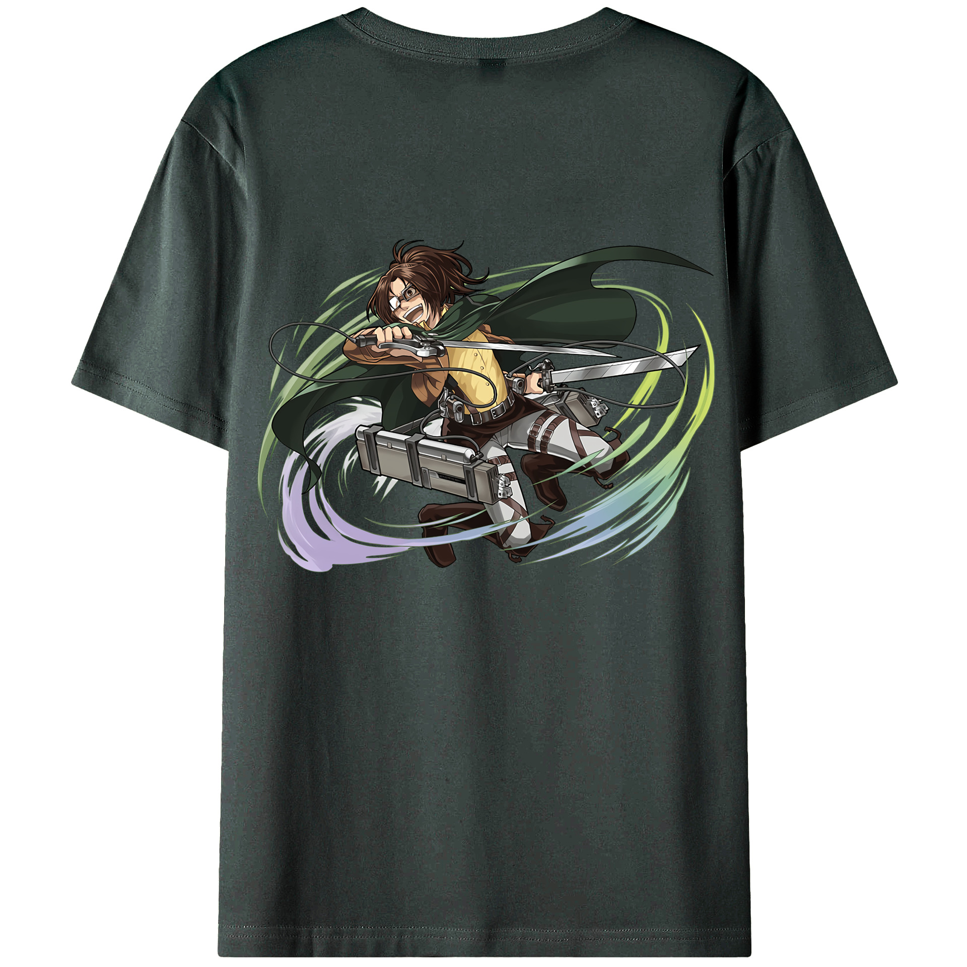 （画像用） 進撃の巨人 ハンジ·ゾエ Attack on Titan Hanji Zoe 綿100％ メンズ半袖Tシャツ（バックプリント） 通気性